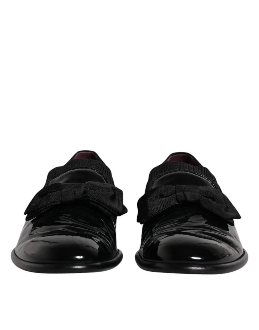 Dolce & Gabbana mocassins noirs en cuir verni pour homme avec nœud proéminent chaussures formelles
