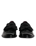 Dolce & Gabbana mocassins noirs en cuir verni pour homme avec nœud proéminent chaussures formelles