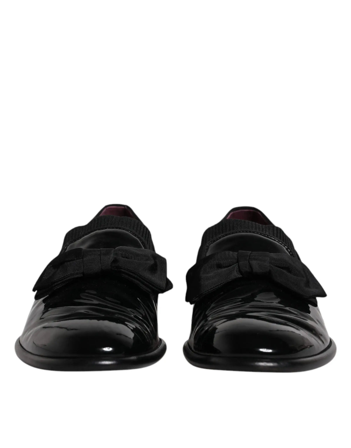 Dolce & Gabbana mocassins noirs en cuir verni pour homme avec nœud proéminent chaussures formelles