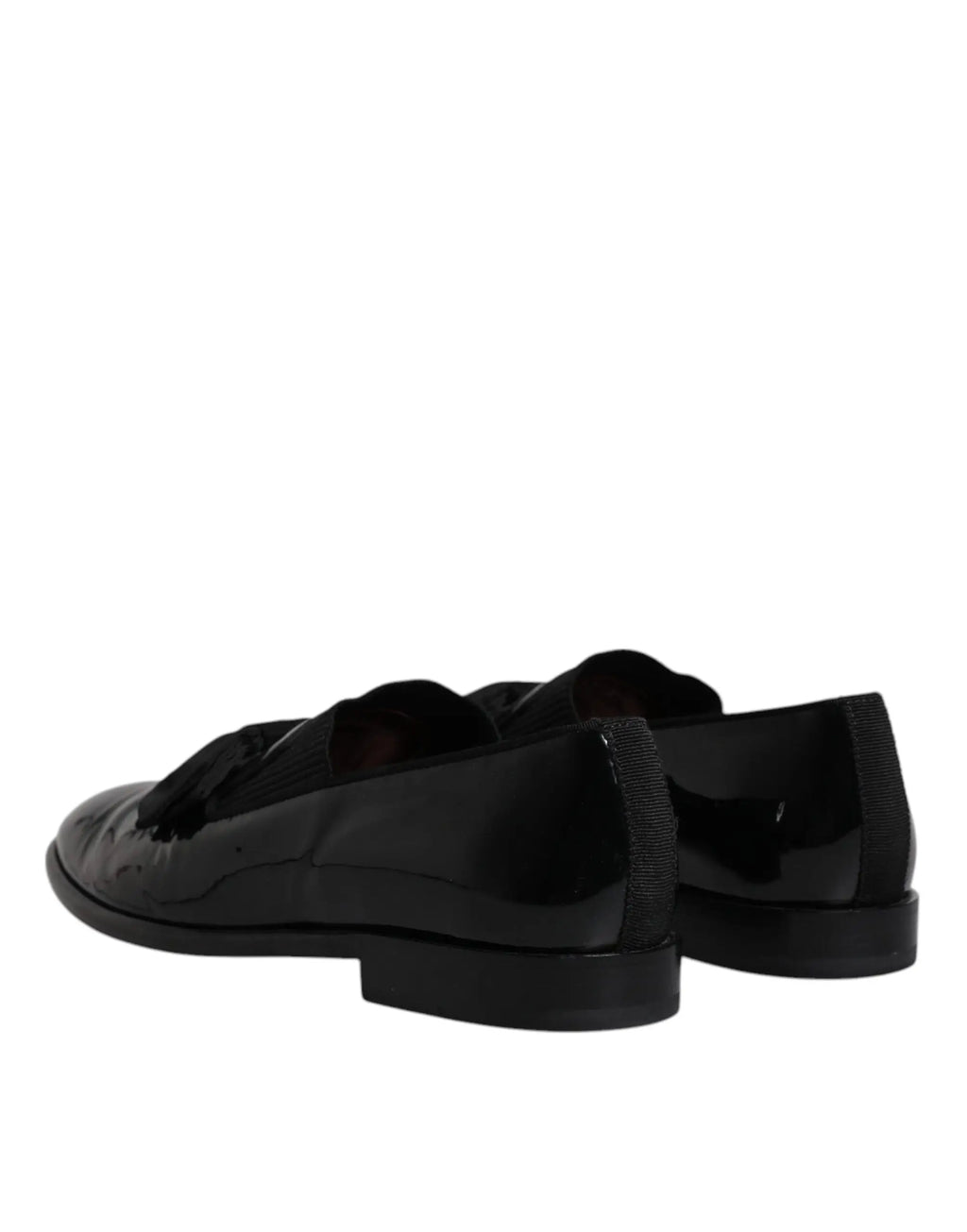 Dolce & gabbana mocassins en cuir noir pour homme avec finition vernie et motif subtil texturé sur le bout