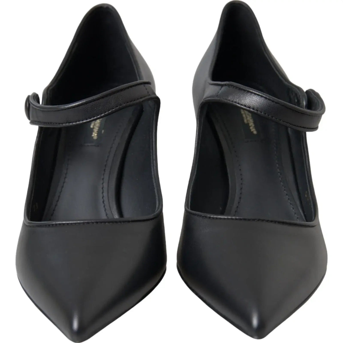 Dolce & gabbana mary jane heels en cuir noir avec bout pointu et bride ajustable