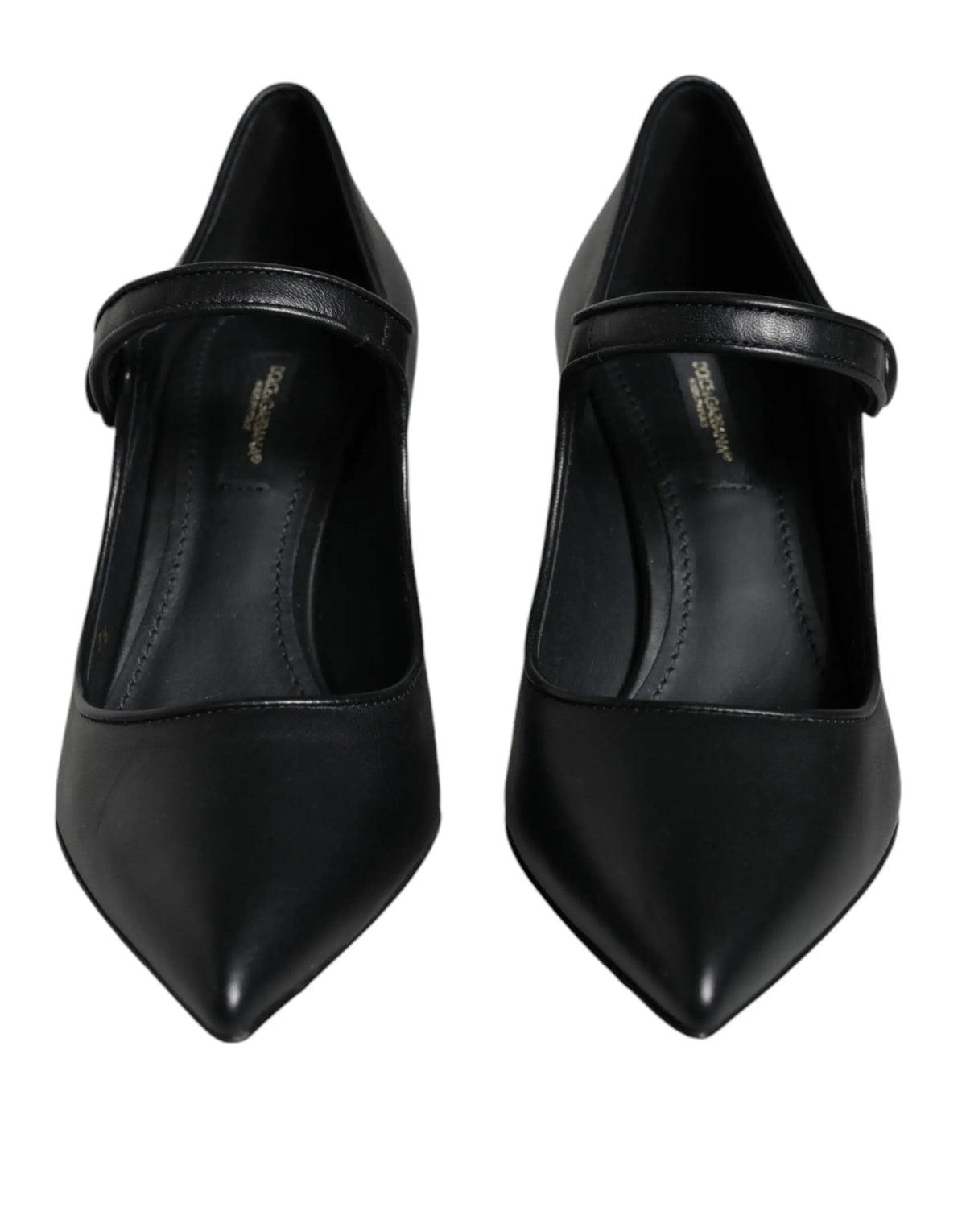 Dolce & gabbana mary jane heels en cuir noir avec bout pointu et bride unique en cuir verni noir