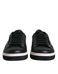 Dolce & gabbana baskets basses homme en cuir noir avec semelles en caoutchouc blanches et branding latéral subtil