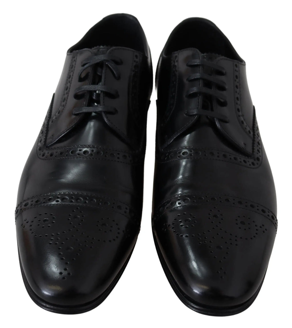 Dolce & gabbana chaussures derby homme en cuir noir avec perforations et lacets style formel