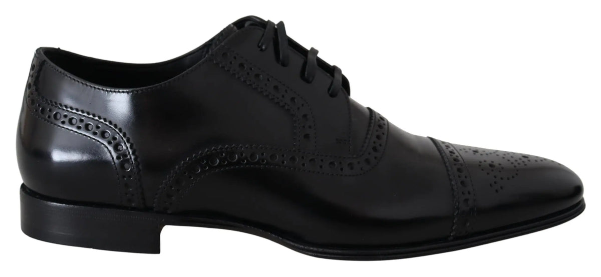 Derby formel pour homme dolce et gabbana en cuir noir avec détails brogue et finition polishée