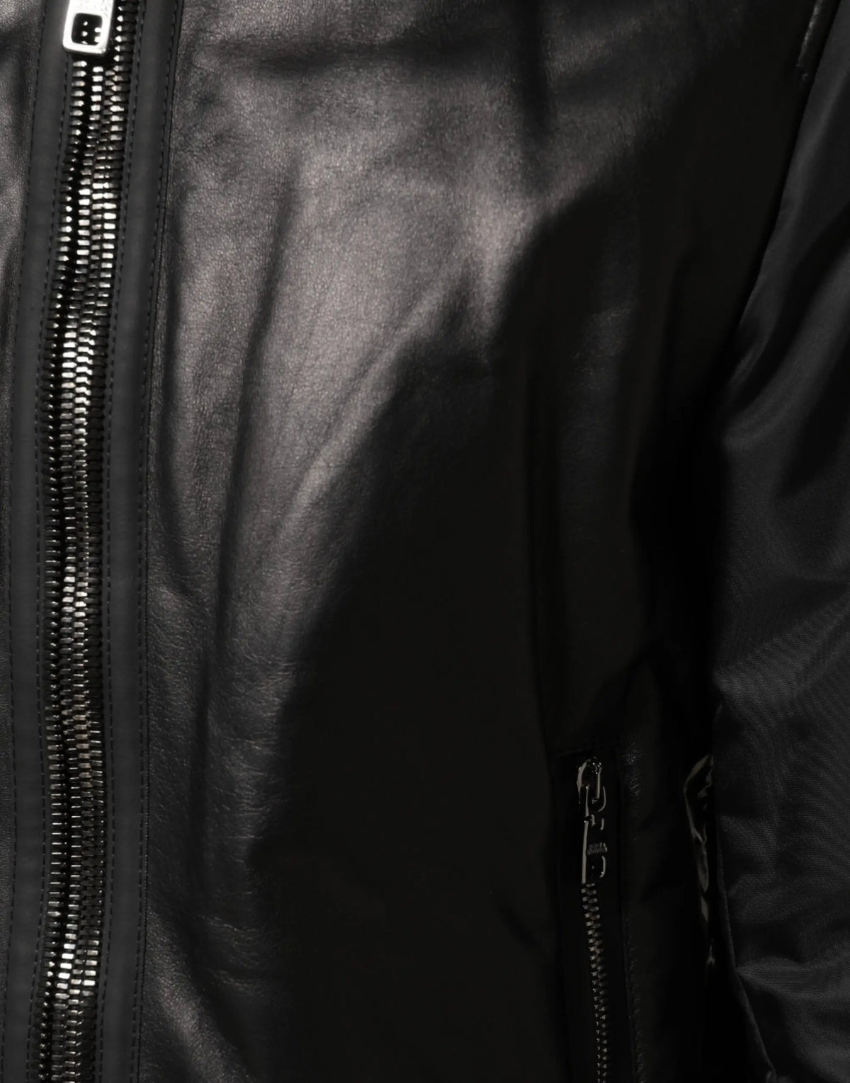 Blouson dolce & gabbana noir en cuir et nylon avec fermeture éclair centrale et zips latéraux