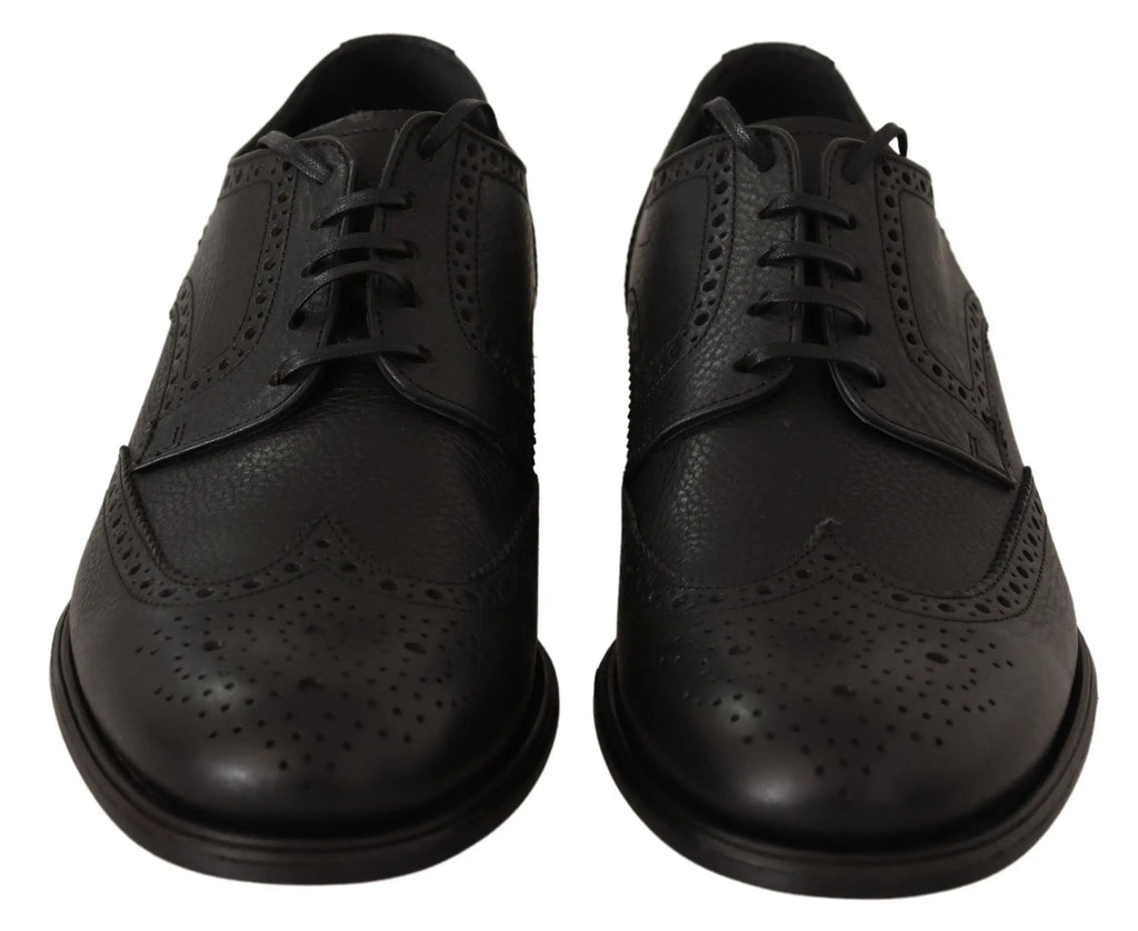 Dolce & gabbana chaussures habillées en cuir noir oxford avec perforations et lacets style brogue