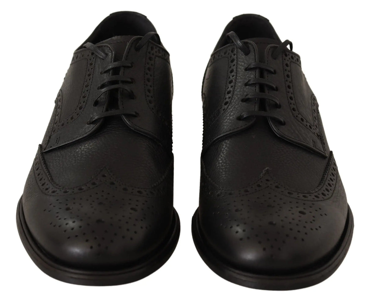 Dolce & gabbana chaussures habillées en cuir noir oxford avec perforations et lacets style brogue