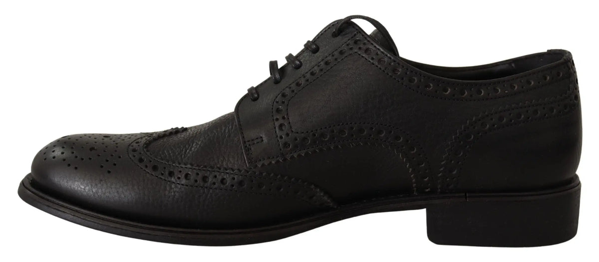 Chaussure derby en cuir noir dolce & gabbana avec perforations et talon bloc bas pour tenue formelle