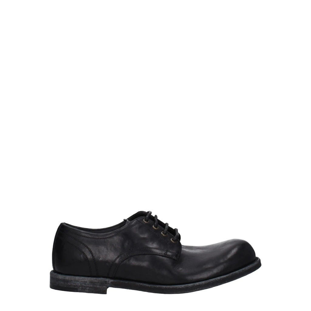 Dolce & gabbana richelieu et derby noir en cuir avec fini poli et design classique