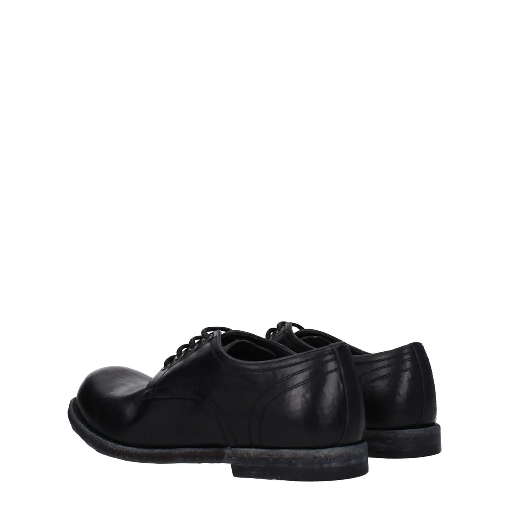 Dolce & gabbana chaussures derby et oxford en cuir noir avec lacets et détails de couture subtils