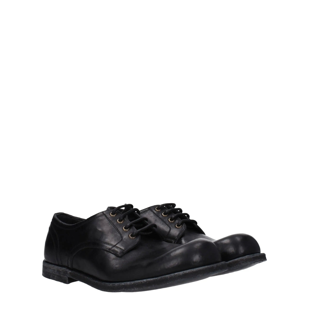 Chaussures noires en cuir dolce & gabbana oxford et derby à lacets avec finition brillante et design classique