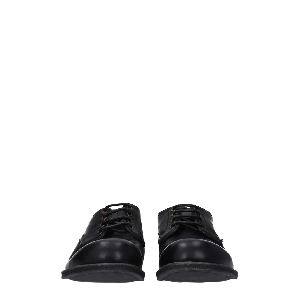 Dolce & gabbana black leather oxfords with lace-up design polished finish and rounded toe