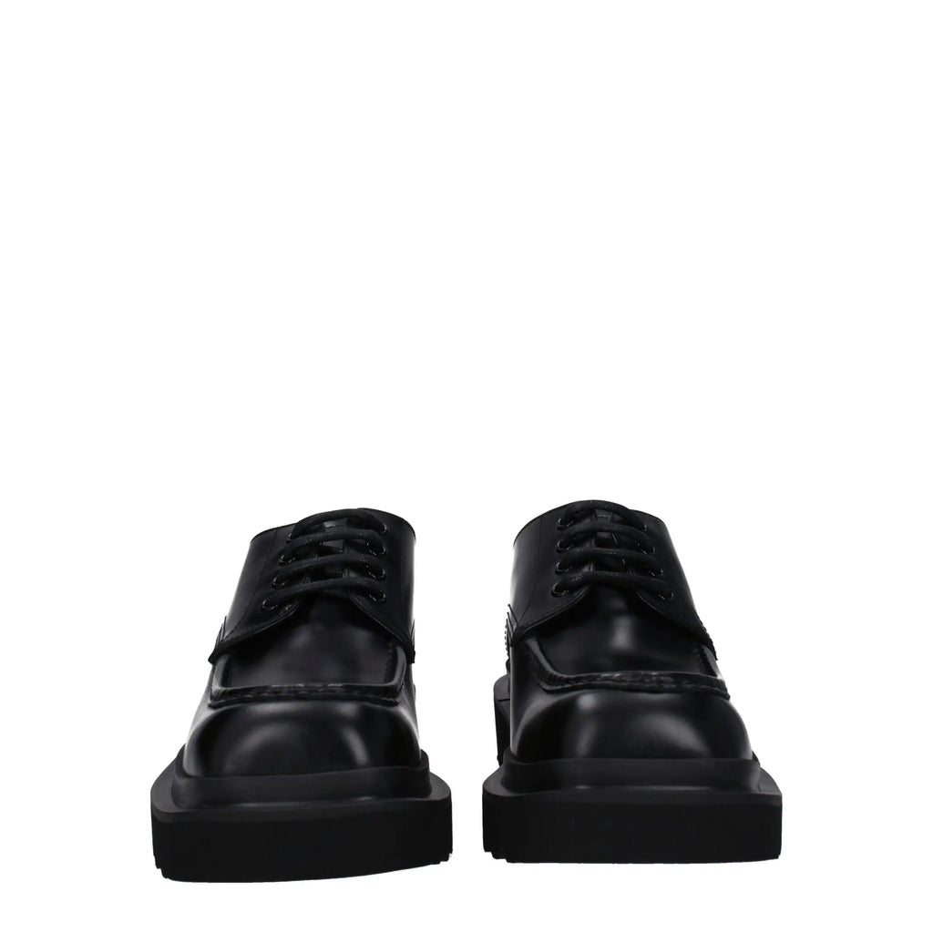 Dolce & gabbana chaussures oxford et derby en cuir noir avec semelle plateforme épaisse et lacets