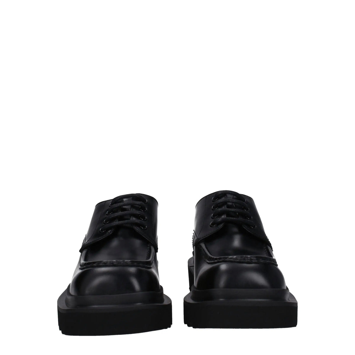 Dolce & gabbana chaussures oxford et derby en cuir noir avec semelle plateforme épaisse et lacets
