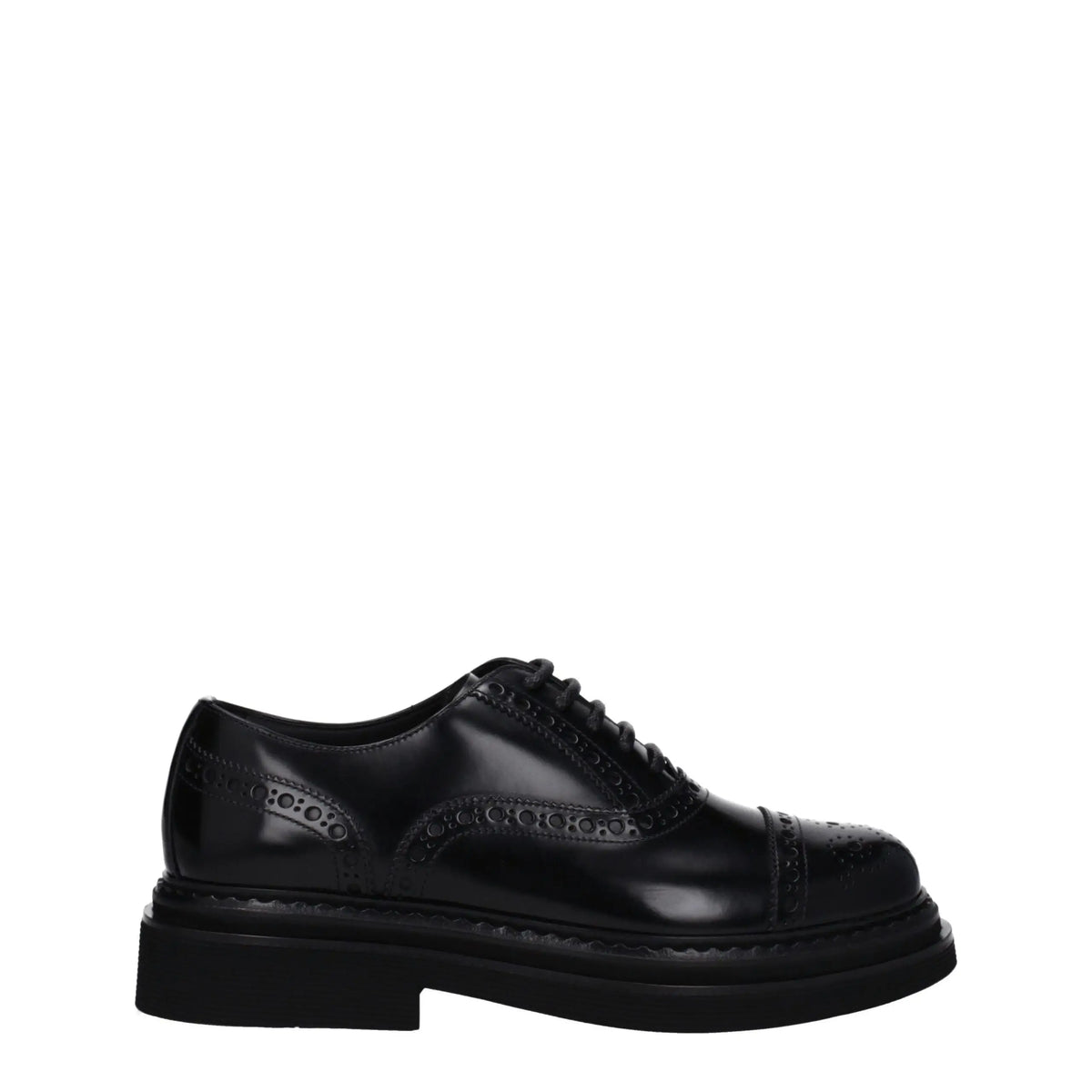 Dolce & gabbana chaussures oxford et derby en cuir noir à semelle épaisse effet verni style brogue
