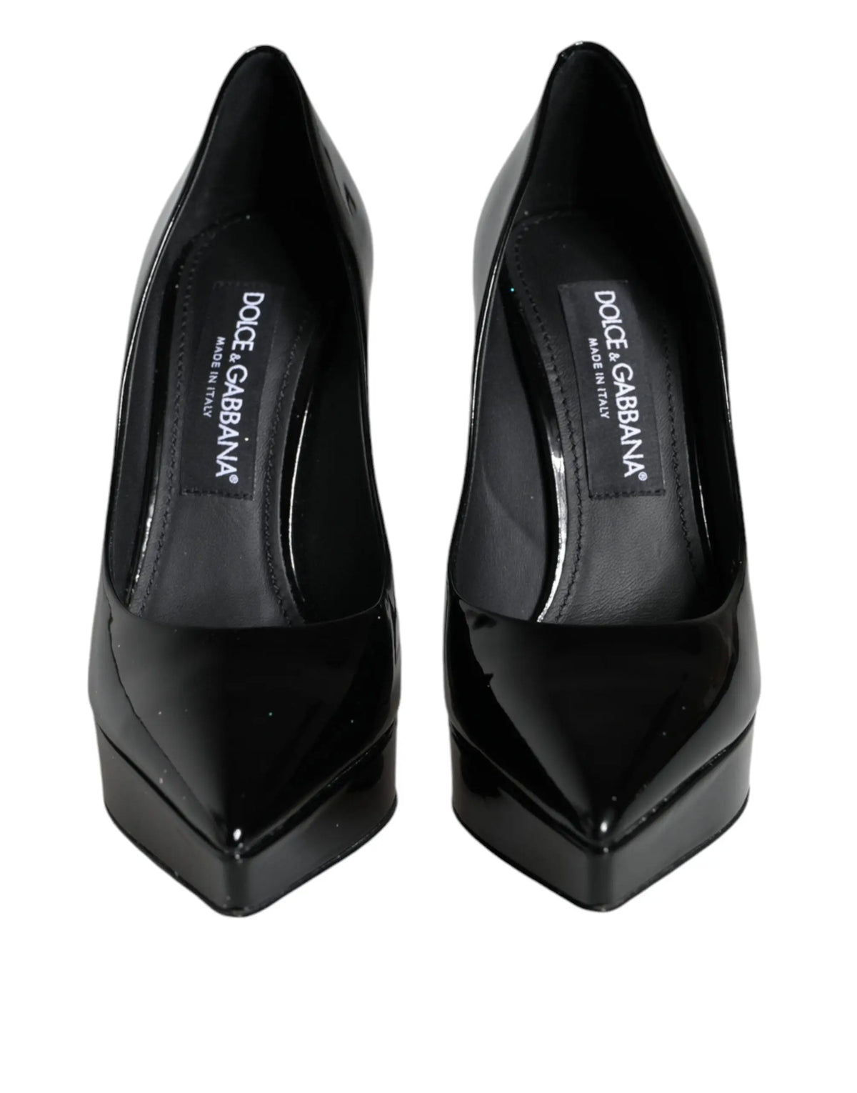 Dolce & gabbana escarpins à plateforme en cuir verni noir élégants et sophistiqués pour femme