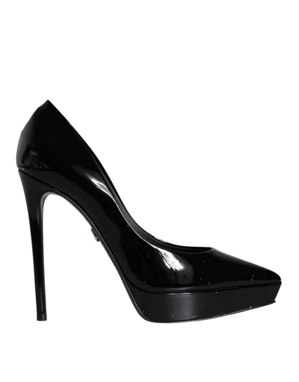 Dolce et gabbana escarpins plateformes en cuir noir avec talon aiguille fin en cuir verni noir