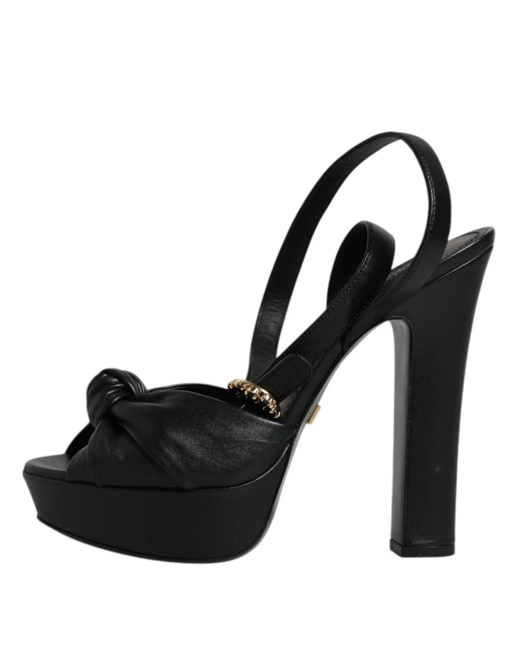 Dolce & gabbana sandales à talons plateformes en cuir noir avec talon bloc haut et bride cheville ajustable