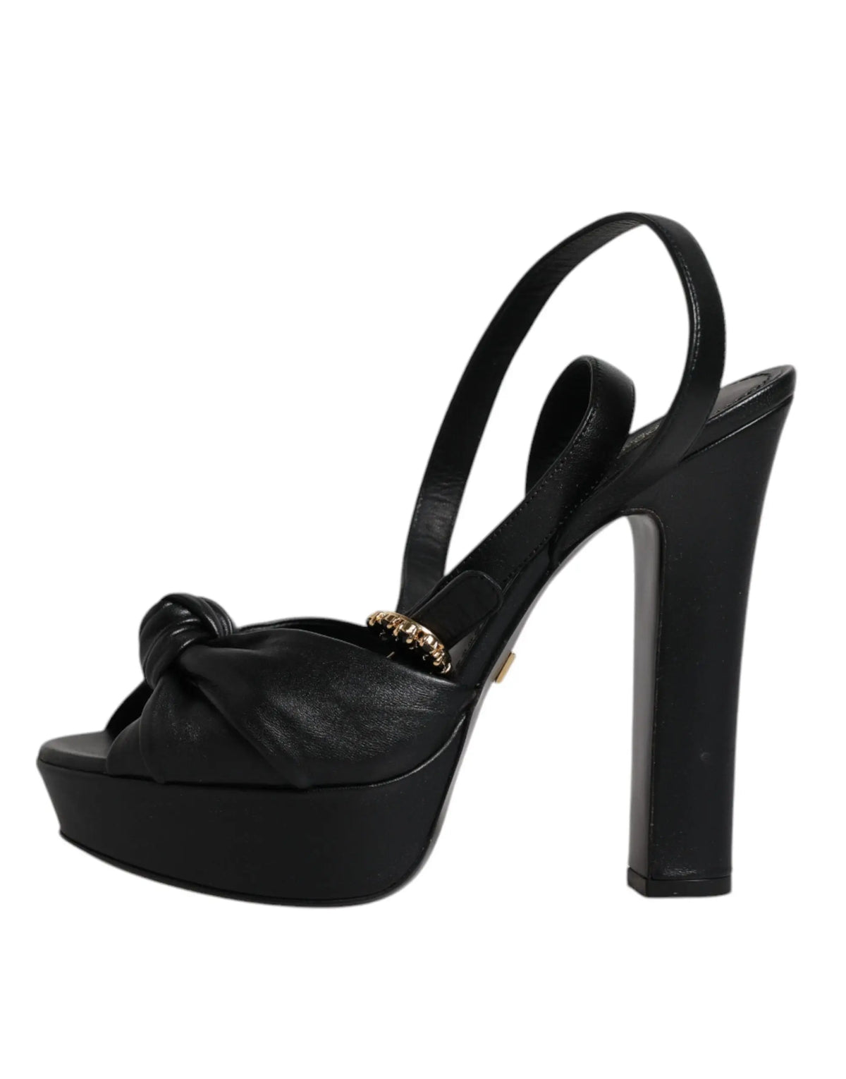 Dolce & gabbana sandales à talons plateformes en cuir noir avec talon bloc haut et bride cheville ajustable