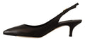 Dolce & gabbana pumps slingback en cuir noir avec bout pointu et talon bas