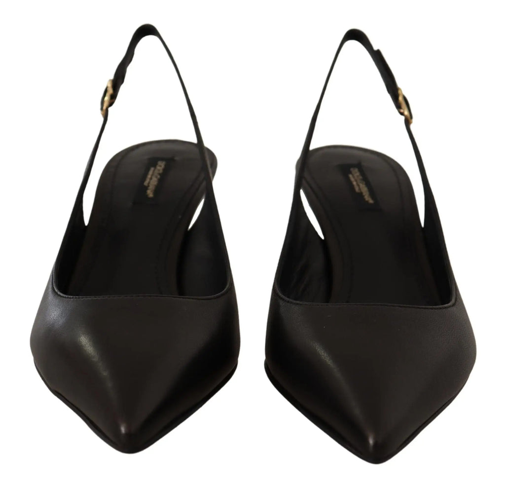 Dolce & gabbana escarpins slingback en cuir noir avec boucles dorées élégantes