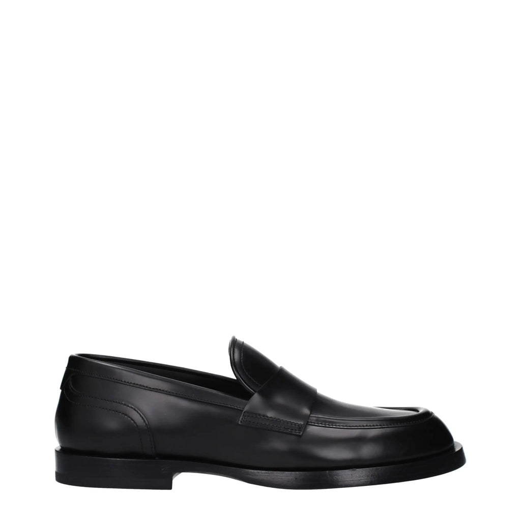 Loafer noir en cuir dolce & gabbana à enfiler avec design minimaliste et finition brillante
