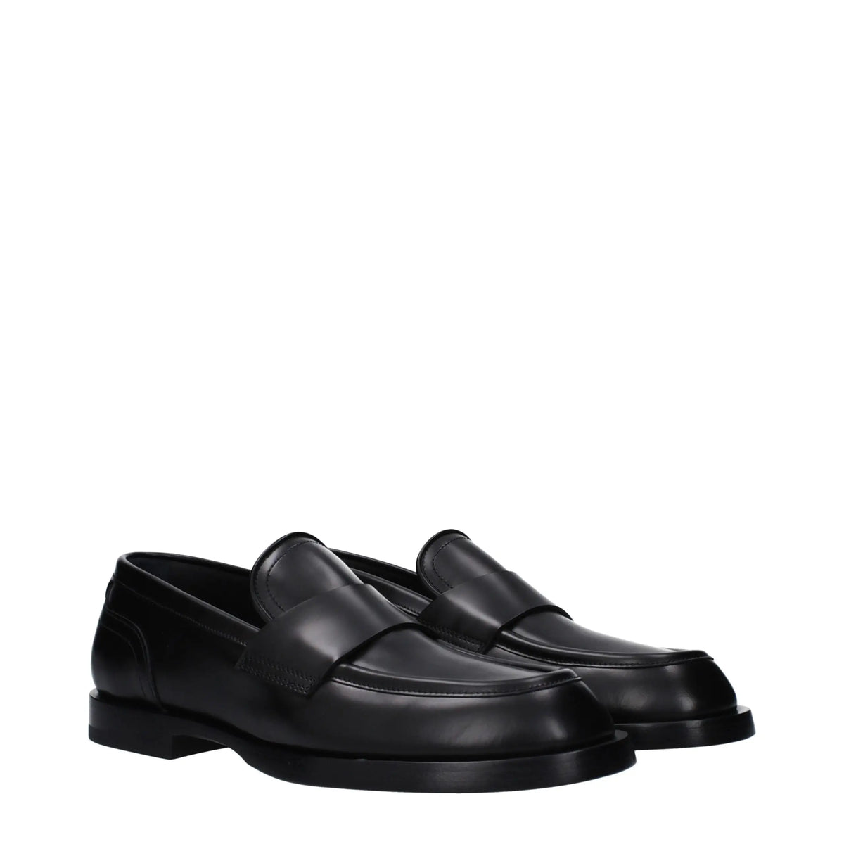 Dolce & gabbana mocassins noirs en cuir avec finition polie élégante et design classique à enfiler