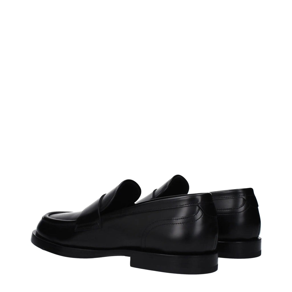 Dolce & gabbana mocassins noirs en cuir avec finition polish et design classique slip-on