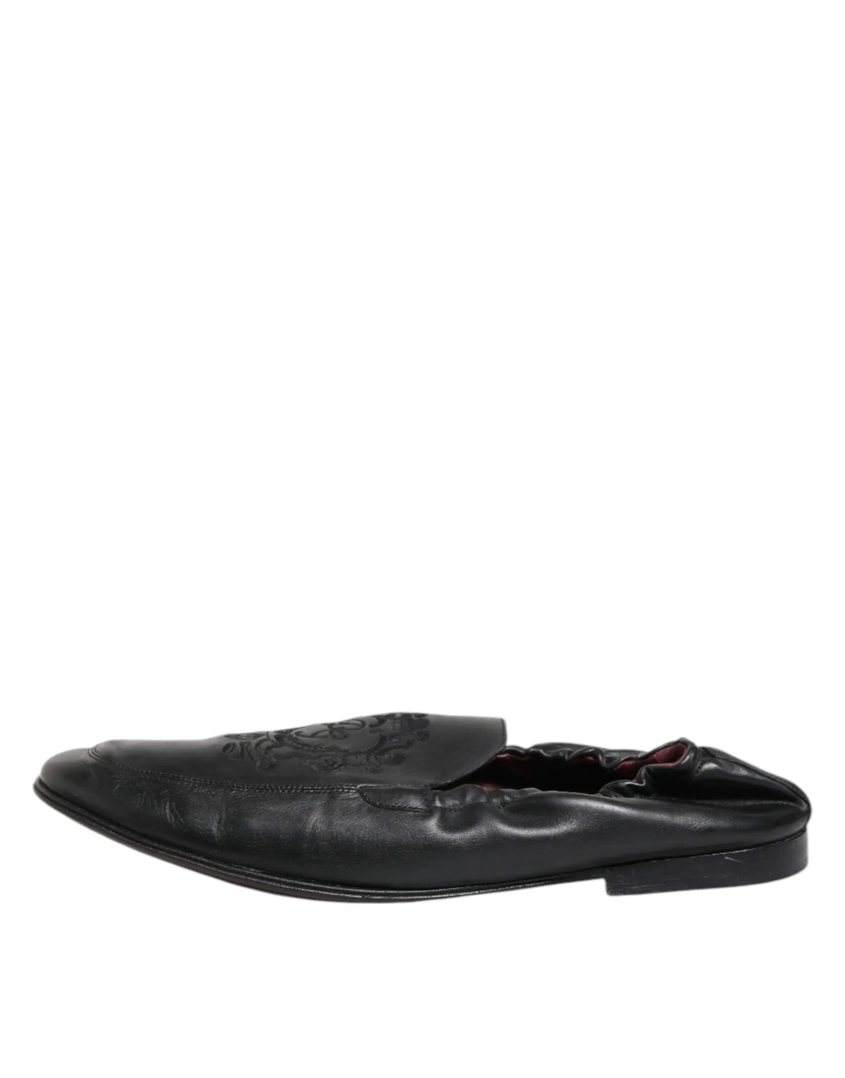 Dolce & gabbana mocassin noir en cuir pour homme avec détails embossés et ouverture élastiquée douce