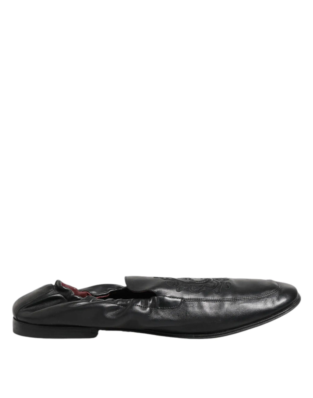 Dolce & gabbana mocassins homme en cuir noir slip-on avec design embossé subtil sur le dessus