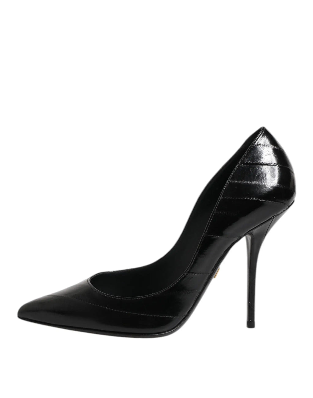 Dolce & gabbana chaussure talon aiguille en cuir noir avec bout pointu et texture crocodile vue de dos
