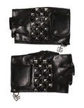 Gants mitaines homme dolce gabbana en cuir noir cloutés avec poche zippée et pendentif logo dg, vue dos