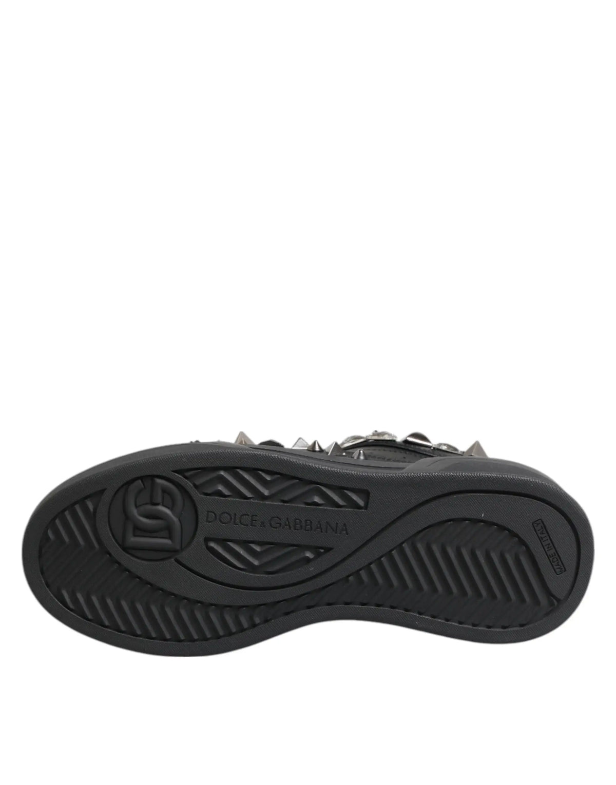 Baskets basses en cuir noir dolce gabbana avec clous métalliques le long du bord supérieur