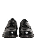 Dolce & gabbana derby homme formelles en cuir noir verni avec clous argentés le long de la semelle