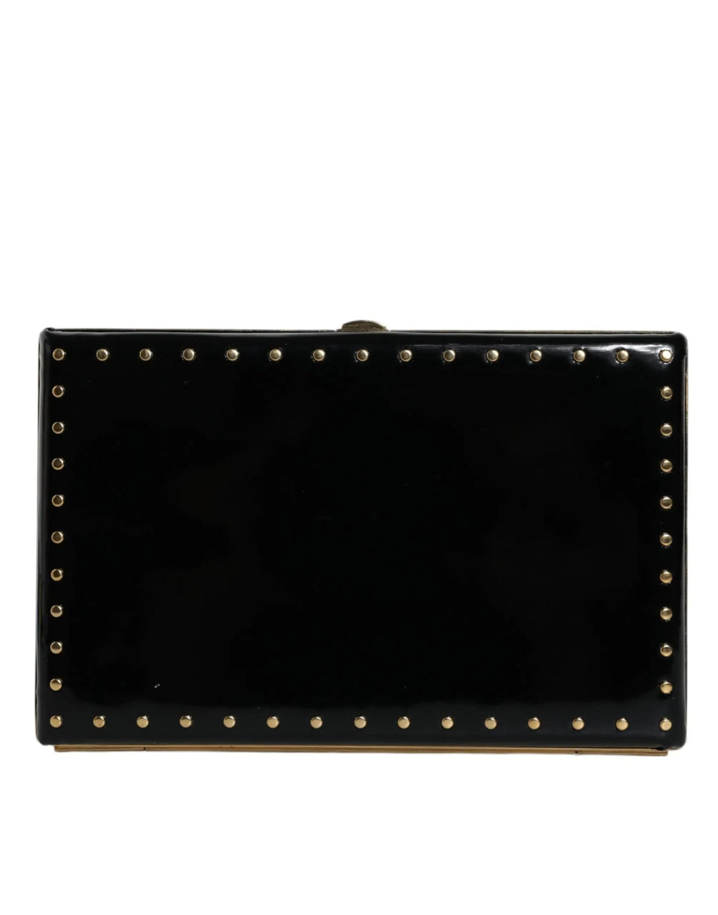 Clutch Dolce & Gabbana en cuir noir avec studs dorés le long des bords pour soirée élégante