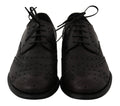 Dolce & gabbana chaussures habillées oxfords en cuir noir avec perforations et lacets style brogue