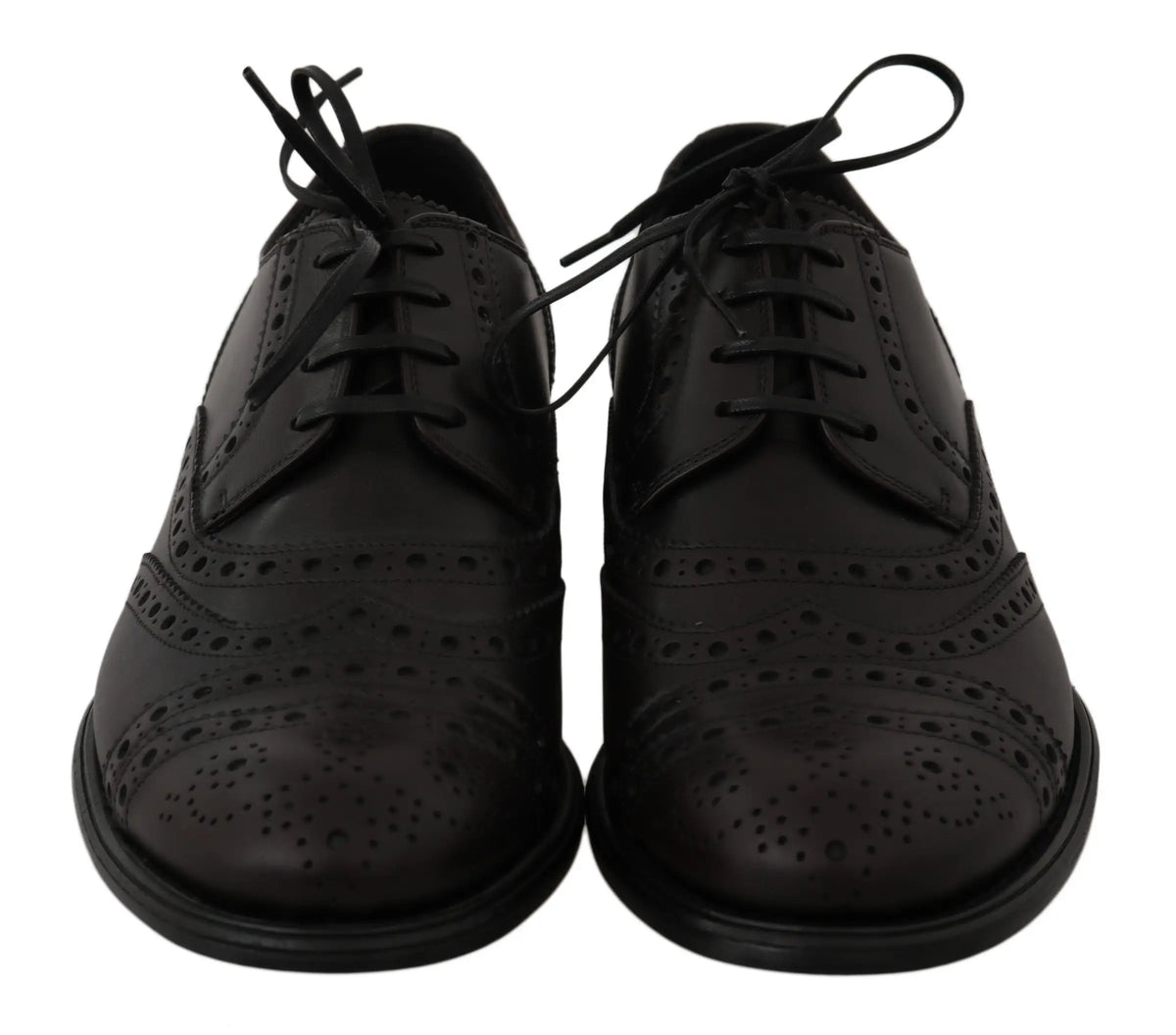 Dolce & gabbana chaussures habillées oxfords en cuir noir avec perforations et lacets style brogue