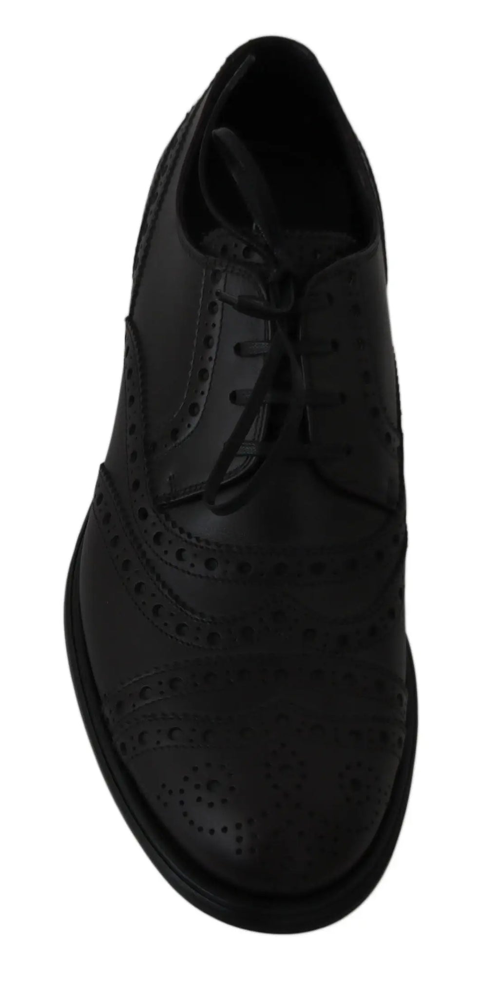 Dolce & Gabbana chaussure derby oxford noir en cuir avec perforations décoratives et lacets style wingtip