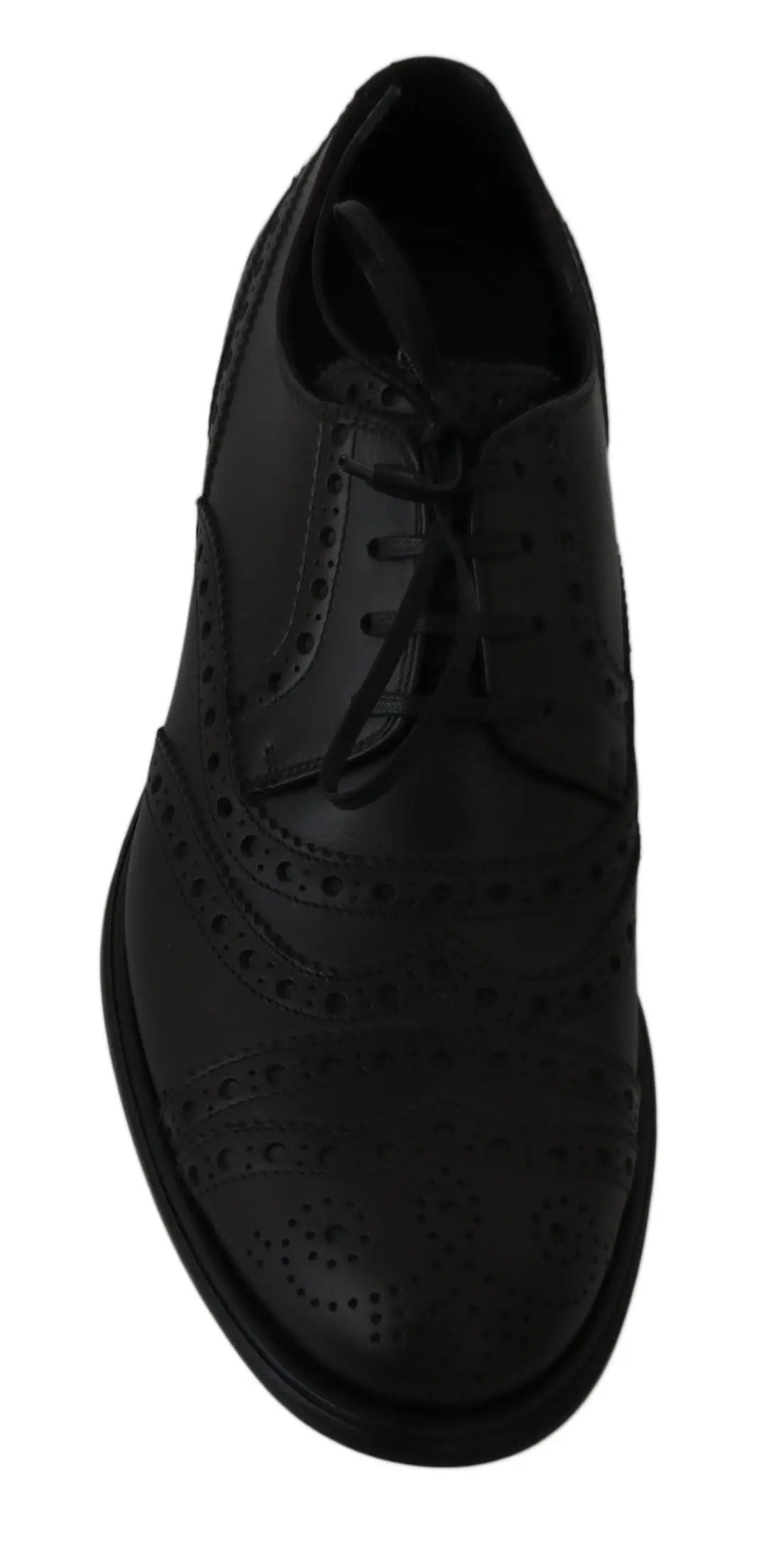 Dolce & Gabbana chaussure derby oxford noir en cuir avec perforations décoratives et lacets style wingtip