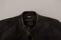 Veste moto en cuir noir dolce gabbana avec col classique et patte de boutonnage