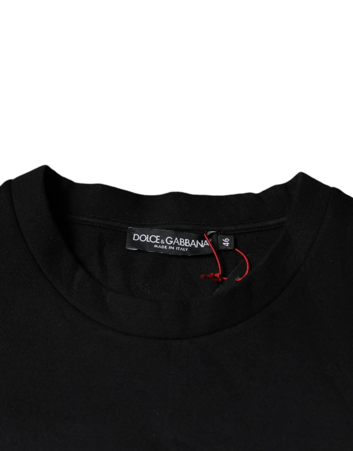 Dolce & gabbana black leopard cotton t-shirt with classic crew neck and made in italy label