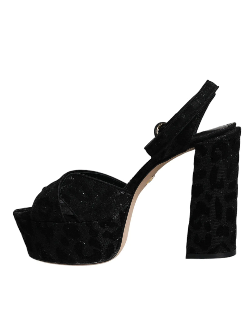 Dolce & gabbana sandales à talons plateforme en daim imprimé léopard noir avec talon épais et bride cheville