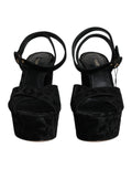 Dolce & gabbana sandales à talons plateforme noires avec dessus texturé léopard et fines brides cheville