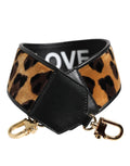 Dolce & gabbana black leopard print shoulder strap with black leather trim and gold-tone hardware