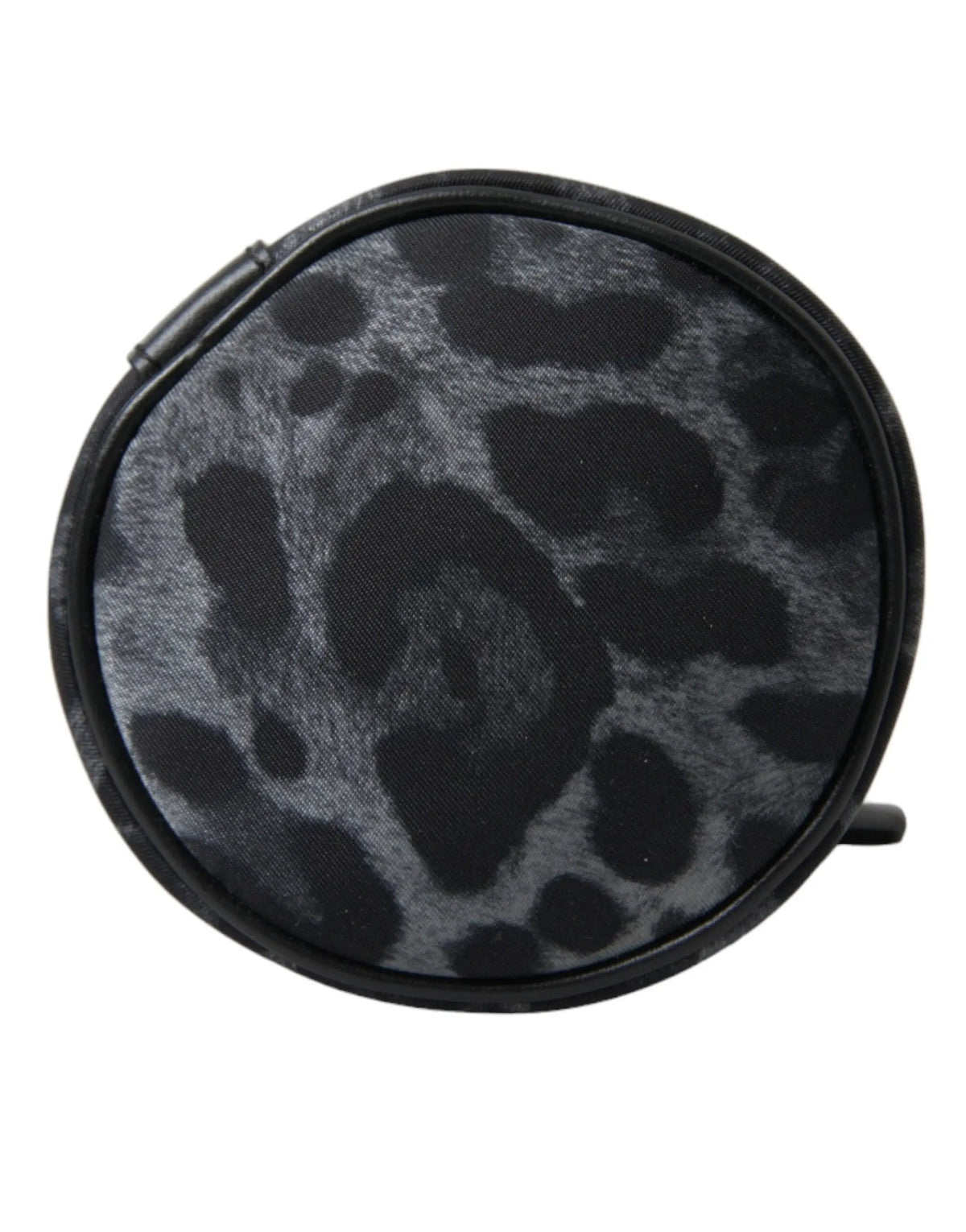 Pochette ronde dolce & gabbana noire à imprimé léopard gris avec design épuré et arrondi