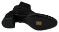 Dolce & gabbana bottines courtes en daim noir avec imprimé léopard et talon bloc bas avec fermeture éclair