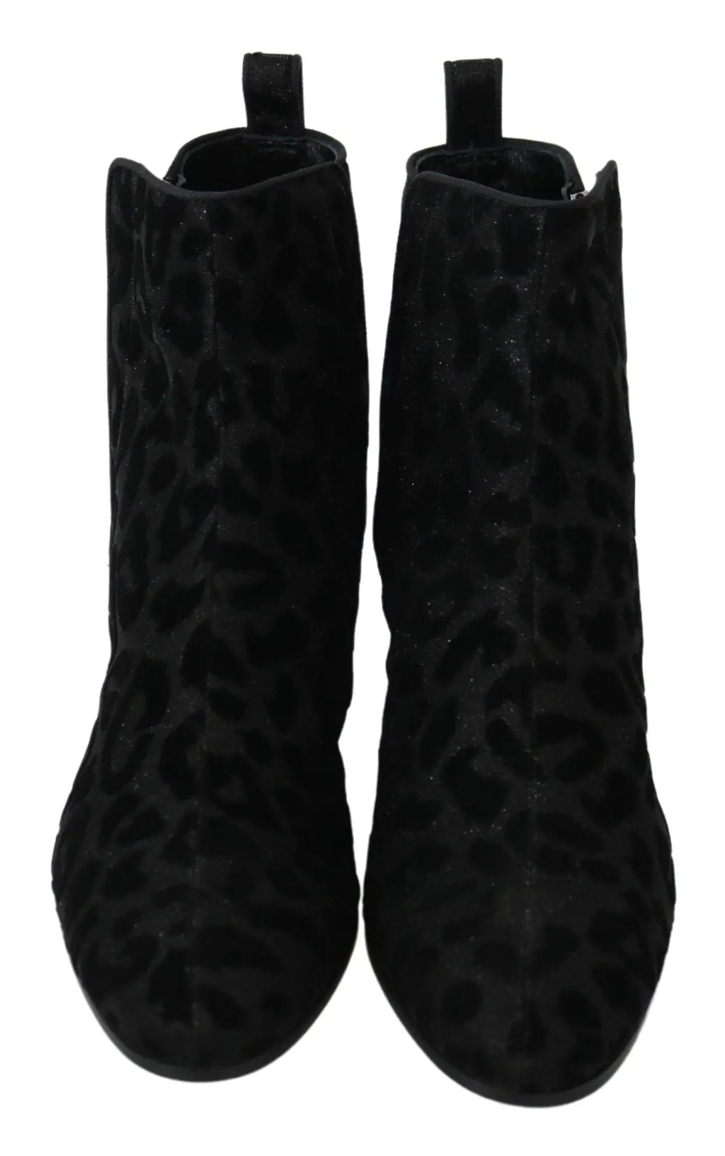 Dolce & Gabbana bottines courtes en daim noir avec motif léopard subtil et fermeture éclair
