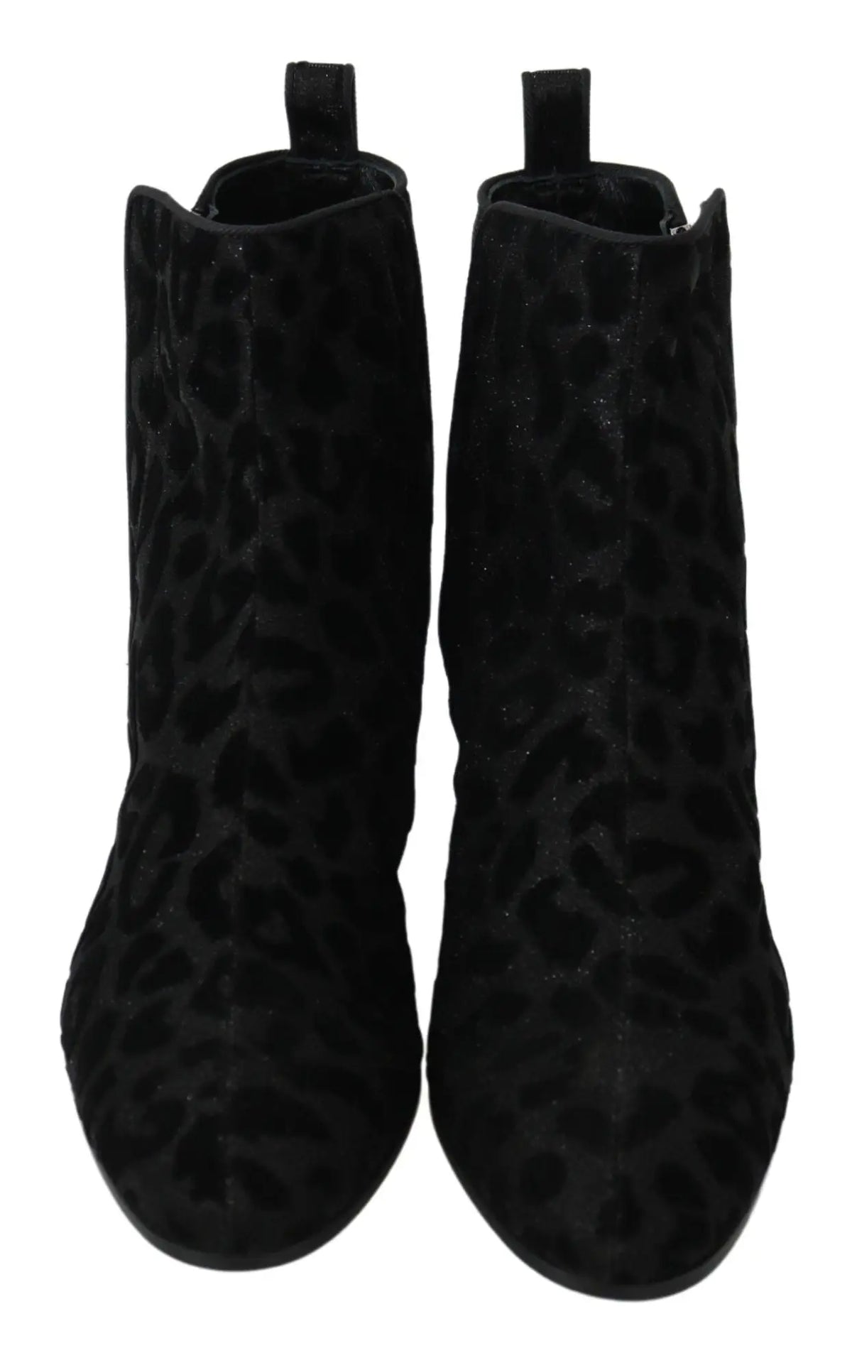 Dolce & Gabbana bottines courtes en daim noir avec motif léopard subtil et fermeture éclair