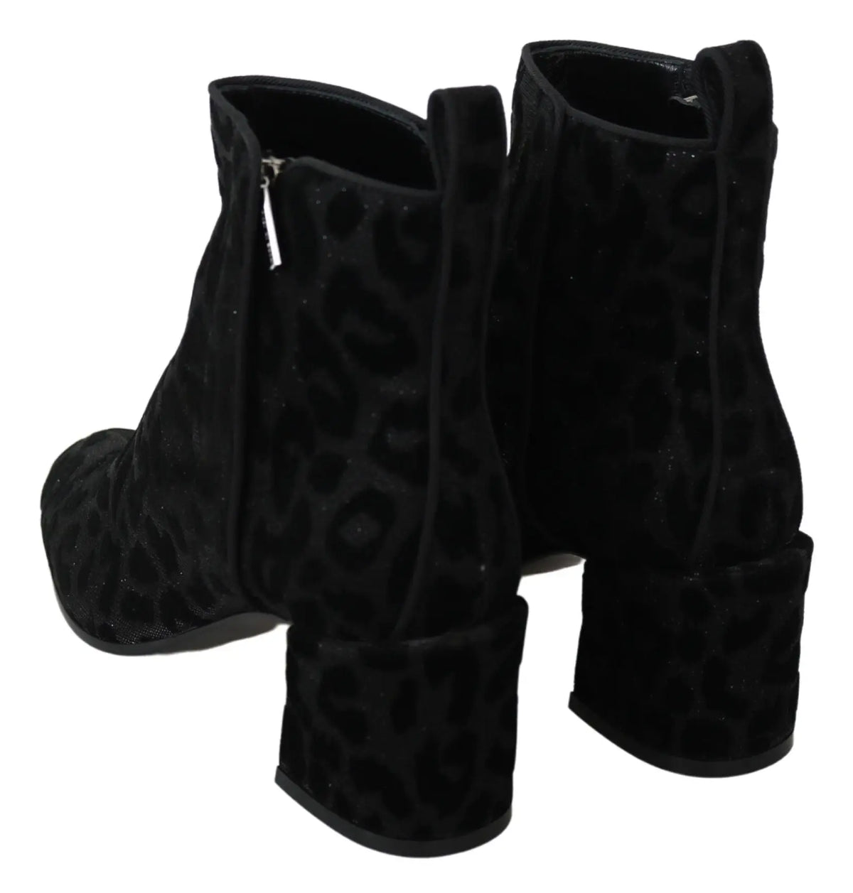 Dolce & Gabbana bottines noires en daim avec motif léopard audacieux et talons blocs épais à fermeture éclair
